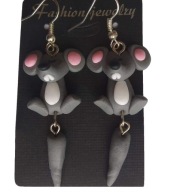 KOLCZYKI Z MODELINY MYSZKI SZARE MYSZ MYSZKA MOUSE