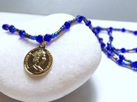 Naszyjnik handmade Złota moneta kryształki