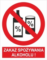 Naklejka PIKTOGRAM BHP, zakaz spożywania alkoholu