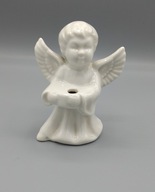 Aniołek, świecznik, szkliwiona ceramika, ładny