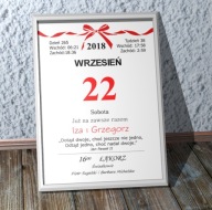 Ślub pamiątka kartka z kalendarza kokarda