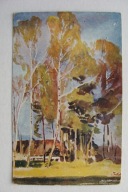 JULIAN FAŁAT JESIEŃ BRZOZY WIEJSKA CHATA przedw.