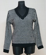 Sweter czarno-biały w V 42/44 ATMOSPHERE akryl
