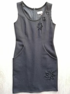 Sukienka Mandarin czerń wełna dł.94 r. 36/S BDB