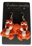 KOLCZYKI Z MODELINY FIMO EPOKA LODOWCOWA WIEWIÓRKA