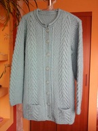 Turkusowy kardigan z włóczki - L/XL - hit jesieni 2024r. !!