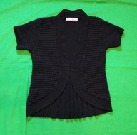 Śliczna czarna swetrowa narzutka z krótkim rękawem