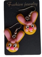 KOLCZYKI Z MODELINY FIMO ZAJĄC ŻÓŁTY ZAJĄCE BUNNY