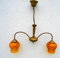 Lampa wisząca dwupunktowa E27, klosze miodowe