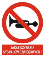Naklejka PIKTOGRAM BHP, zakaz używania sygnałów