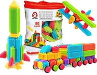 KLOCKI KONSTRUKCYJNE WAFLE JEŻYKI EDUKACYJNE BLOCZKI ZESTAW 90 EL.