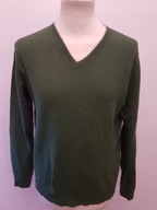 MADE IN ITALY WEŁNA SWETR SWETER M/L MERINO PULOWER KHAKI