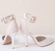 Szpilki MARCO TOZZI 37 Sandały półbuty Czółenka srebrne różowe