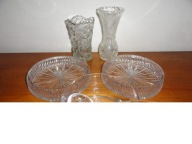 Zestaw naczyń z ozdobnego szkła rżniętego 4 sztuki