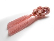 KOLCZYKI SUTASZ morelove chwost jasny róż handmade