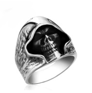 Sygnet czaszka w kapturze punk skull biker 316L