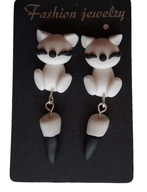 KOLCZYKI Z MODELINY SZTYFTY KOTY KOTKI PERSY BIAŁE