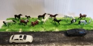 H0 figurki konie malowane na makietę dioramę skala 1:87-6 sztuk