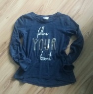 granatowa bluzka dziewczęca z cekinami 134 140