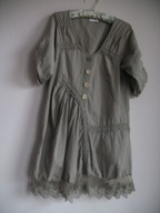 WŁOSKA LNIANA TUNIKA rękaw podpinany koronka 42