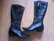 LASOCKI - czarne skórzane kozaki damskie 36 37