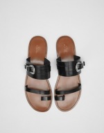 PULL&BEAR CZARNE SANDAŁY BUCKLE SKÓRA 37