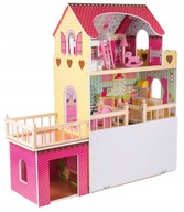 DOMEK DLA LALEK DUŻY DREWNIANY KINDERPLAY LED WILLA XXL GARAŻ MEBLE PREZENT