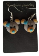 KOLCZYKI Z MODELINY SMUTNY SZARY MIŚ MIS ŁATKA