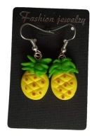 KOLCZYKI Z MODELINY BIŻUTERIA ANANASY OWOCE CYTRUS