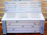 Skrzynia prowansalska, z oparciem,ławka, decoupage