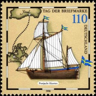 Niemcy 1998 Znaczek 2022 ** statek mapa