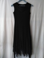 Sukienka koktajlowa, czarna z asymetrycznym dołem- S