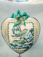 Bombka serce ręcznie zdobiona 15 CM SD8 decoupage