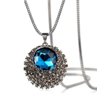 Luksus-naszyjnik, niebieski kryształ, Rhinestone