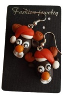 KOLCZYKI NA MIKOŁAJA ŚWIĘTA RENIFER RUDOLF RED HAT