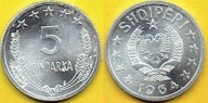 Albania 5 Qindarka 1964 r. UNC
