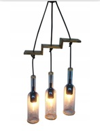 LAMPA WISZĄCA SUFITOWA DREWNIANA Z BUTELEK - LOFT