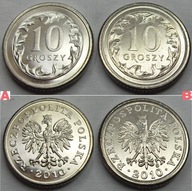10 groszy 2010 dwie odmiany A+B-otok mennicze st.1 z woreczka bankowego