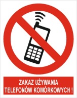 Naklejka PIKTOGRAM BHP, zakaz używania telefonów