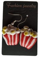 KOLCZYKI Z MODELINY RĘCZNIE WYKON. POPCORN KINOWY