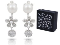 Srebrne Kolczyki 925 Perły Kwiatek Kr. Swarovski Princes Srebro Rodowane