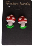 KOLCZYKI Z MODELINY GRZYBY MUCHOMOR SZTYFTY FIMO!