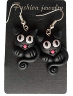 KOLCZYKI Z MODELINY CZARNE KOTY KOTKI NA PREZENT