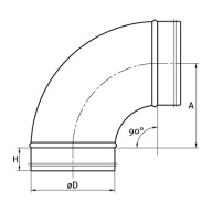 KOLANO z uszczelką wentylacyjne SPIRO 90st 160 OCYNK ŁUK 160 DO RURY SPIRO