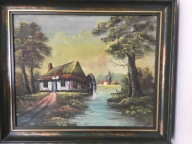 Obraz olejny "Młyn" - początek XX w.