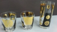 Szklanki 3 x Dukat Korona złoto vintage