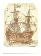 Pocztówka - H.C. Vroom, Pinasa na morzu / żaglowiec ...