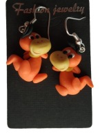 KOLCZYKI Z MODELINY DINO ORANGE FLINSTON BAJKA