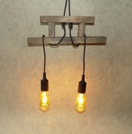 LAMPA WISZĄCA SUFITOWA DREWNIANA W STYLU LOFT