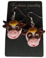 KOLCZYKI Z MODELINY KROWY KRÓWKI MILKA FARMA BIGLE